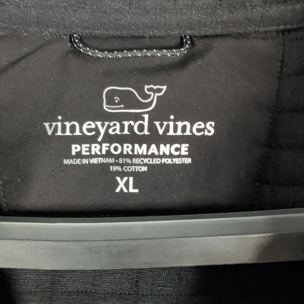 Vineyard Vines Pullover Mens XL Black Performance Quilted Snap Mock Neck Sweater